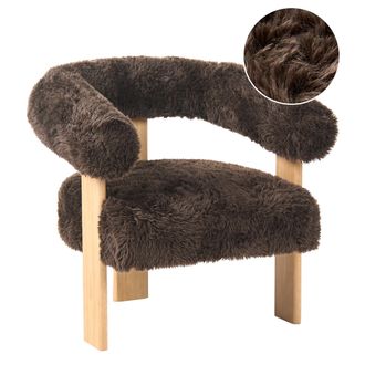 Beliani Sill&oacute;n Retro Sal&oacute;n Tapizado De Pelo Sint&eacute;tico Patas De Madera Marr&oacute;n Claro Y Marr&oacute;n Oscuro Ilbro