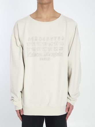 Maison Margiela Mens Logo Sweatshirt - Ivory Cotton - Size Medium