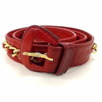 Chanel Pre-owned Vintage Leather Belt - female - Chanel Vintage - Vintage Belts - Red - ONE SIZE - Pre-owned
