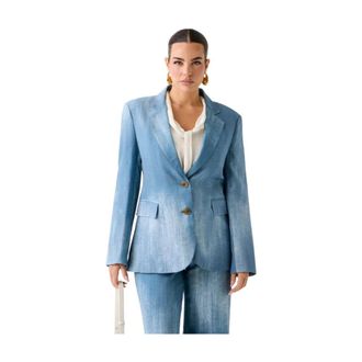 Guess Jassen, Dames, Blauw, M, Denim, Shaded Blazer