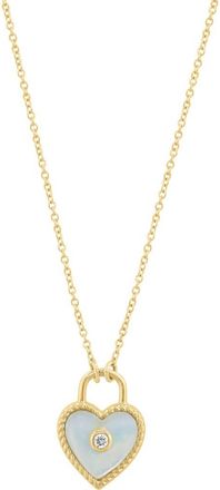 Effy Diamond & Mother of Pearl Heart Necklace in Gold/Mop at Nordstrom Rack, Size 18