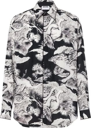 Moschino Overhemd met zwaanprint - Zwart