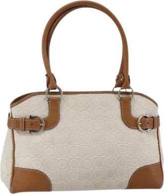 Ferragamo Pre-owned Leren Handtas - Dames - Vintage Handtas - Beige - ONE Size - Leer - Vintage