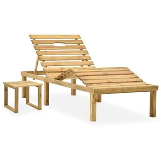 vidaXL Vidaxl - Tumbona de jardín con mesa de madera de pino impregnada