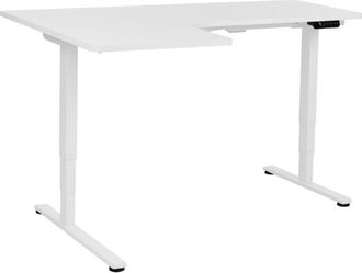 Beliani Escritorio Esquinero Regulable El&eacute;ctrico Forma De L 160 X 59 Cm Izquierdo Tablero Blanco Base Blanca Destines