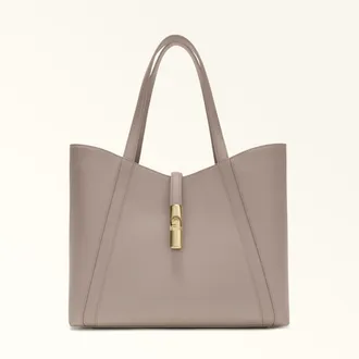 Furla Goccia Tote L Linen Night Calf Leather + Sidney Calf Leather Woman