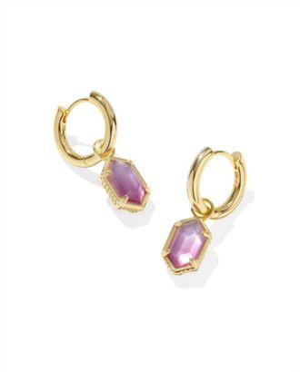 Kendra Scott Womens Hallie Huggie Earrings In Gold Purple Watercolor Illusion