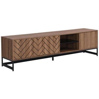 Vente-Unique Vente-unique - Mobile tv con 3 ante e 2 nicchie mdf Naturale e Nero - caratana