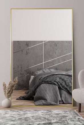 MirrorOutlet Gold Aluminium Edged Wall Leaner Mirror 68 X 43 (174 X 110CM) | Size: 1 Pack