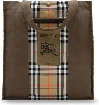 Burberry Trench Check Canvas Tote - Heren - Shoppers - Veelkleurig - ONE Size - Leer - Tassen