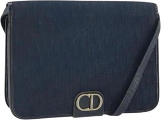 Dior Pre-owned Cross Body Bags, female, Blue, Size: ONE SIZE Pre-owned Vintage Trotter Canvas Shoulder Bag