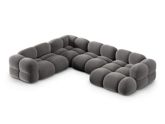 Cosmopolitan Design Sof&aacute; esquinero panor&aacute;mico izquierdo 5 plazas terciopelo gris
