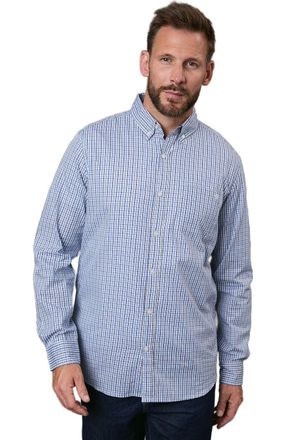 Maine Blue Check Long Sleeve Shirt, M, Blue