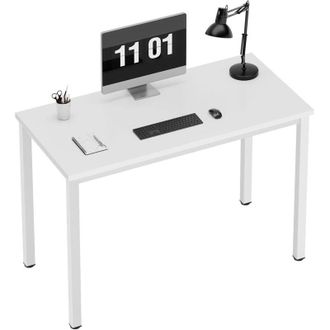 Soges Scrivania per computer piccola 100 x 60 x 75 cm, scrivania per PC, scrivania da ufficio, scrivania angolare per ufficio domestico,Bianco