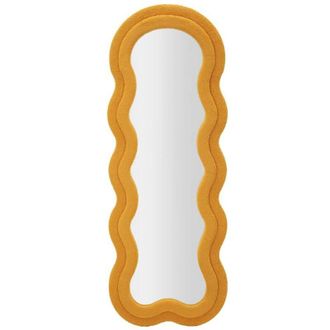 Dmora Dmora - Specchio Bottarone, Specchiera, Articolo darredo a muro, Decorazione con specchio, 40x4 h160 cm, Ocra