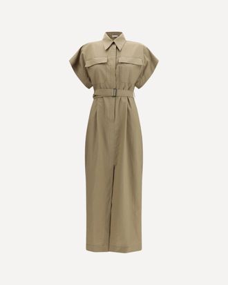 Brunello Cucinelli Abito midi con cintura e tasche Woman S