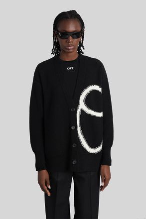 Off-white Cardigan In Black Wool