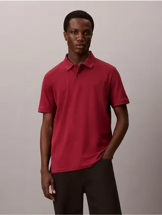 Calvin Klein Mens Liquid Touch Polo Shirt - Red - 2XL