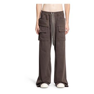 Rick Owens Wide Trousers, male, Gray, M, Creatch Wide Cargo Drawstring