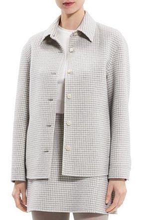 Theory Check Wool Shirt Jacket in Ivory Multi - Chk at Nordstrom Rack, Size Small