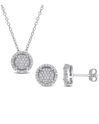 Rina Limor Silver 0.45 Ct. Tw. Diamond Earrings & Necklace Set