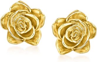 RS Pure by Ross-Simons Italian 14kt Yellow Gold Rose Earrings