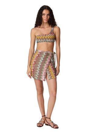 Missoni Mini Pareo Skirt In Lam&eacute; Viscose With Macro Zigzag Pattern in Black & Multicoloured at Nordstrom, Size X-Small