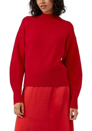 s.Oliver Strickpullover S.OLIVER, Damen, Gr. 36, salsa rot, Strick, Obermaterial: 50% Baumwolle, 25% Polyamid, 14% Polyacryl, 8% Wolle, 3% Elasthan, unifarben,