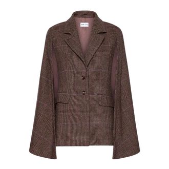 Marella 001 Ruitjesblazer - Dames - Jassen - Bruin - Maat: XS Leer