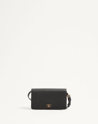 Valentino Garavani Mini Borsa A Spalla Vlogo Signature In Vitello Granato Donna NERO UNI