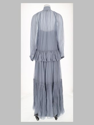 Chlo&eacute; Lavalli&egrave;re Silk Muslin Maxi Dress - Gray