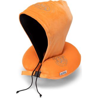 Von Dutch Pinstripe Hooded Memory Foam Travel Neck Pillow in Orange at Nordstrom