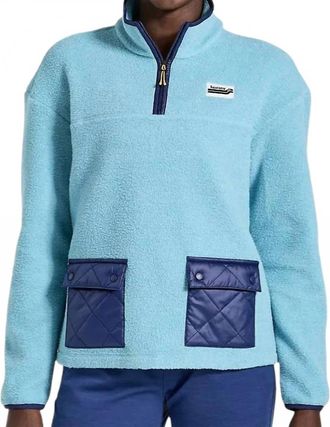 Saucony Rested Sherpa 1/4 Zip Sweatshirt In Maui Blue Heather