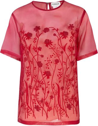 P.A.R.O.S.H. Top con ricamo a fiori - Rosso