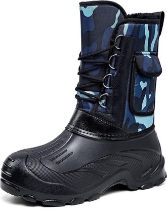 Generic Mens Winter Thermal Snow Boots Insulated Waterproof Duck Boots Ankle Boots Outdoor Work Boots Hiking Boots Hunting Footwear(Blu,8.5 UK)