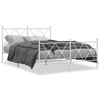 Berkfield Home Metal Bed Frame without Mattress with Footboard White 137x190cm | Size: 137x190 cm