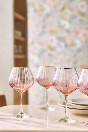 Anthropologie Waterfall Red Wine Glasses, Set of 4