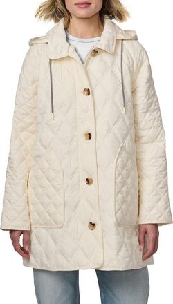 Bernardo Diamond Quilted Hooded Liner Jacket in Fresh Cream at Nordstrom, Size Xx-Large