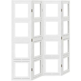 vidaXL Biombo Separador De 4 Paneles Madera Maciza Paulownia Blanco Vidaxl