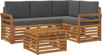 vidaXL Conjunto De Sof&aacute;s De Exterior 5 Uds. Natural Y Antracita Vidaxl