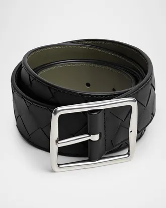 Bottega Veneta Men & apos;s Intrecciato Reversible Leather Belt