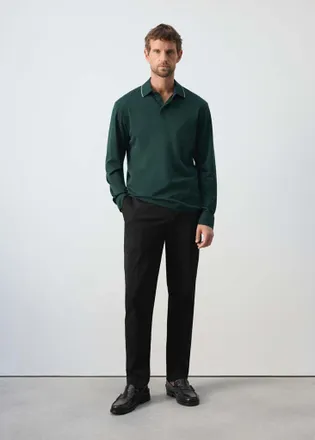 Mango Pullover polo 100% cotone dettaglio contrasto verde scuro - Uomo - XXL - MANGO MAN