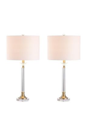 Jonathan Y Designs Mark 28 Crystal/Metal LED Table Lamp, Clear/Brass Gold at Nordstrom