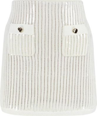 Self Portrait Sequin Crochet Mini Rok - Dames - Korte rokken - Wit - S - Katoen - Rokken