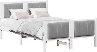vidaXL Estructura De Cama Con Cabecera Y Gris Claro 120 X 190 Cm Vidaxl