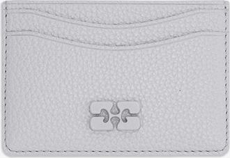 Ganni Quiet Gray Bou Card Holder in Grained Grey