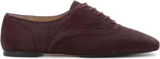 Kazar Half leren schoenen met natuurlijk haar in kastanjebruine kleur - Dames - Ballerinas - Bruin - 40 EU - Leer - Schoenen