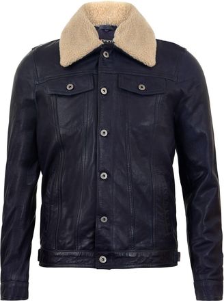 Infinity Leather Mens Removable Collar Leather Trucker Jacket-Zagreb