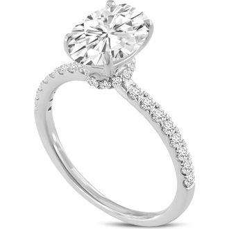 LuvMyJewelry Adriana 14K White Gold Oval Lab Grown Diamond Hidden Halo Engagement Ring - 2.35 Ct at Nordstrom, Size 6.5
