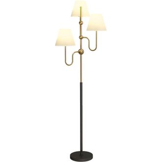 HOMCOM Lampada da Pavimento 3 Punti Luce e Interruttore a Pedale Attacco E27 Oro - Homcom